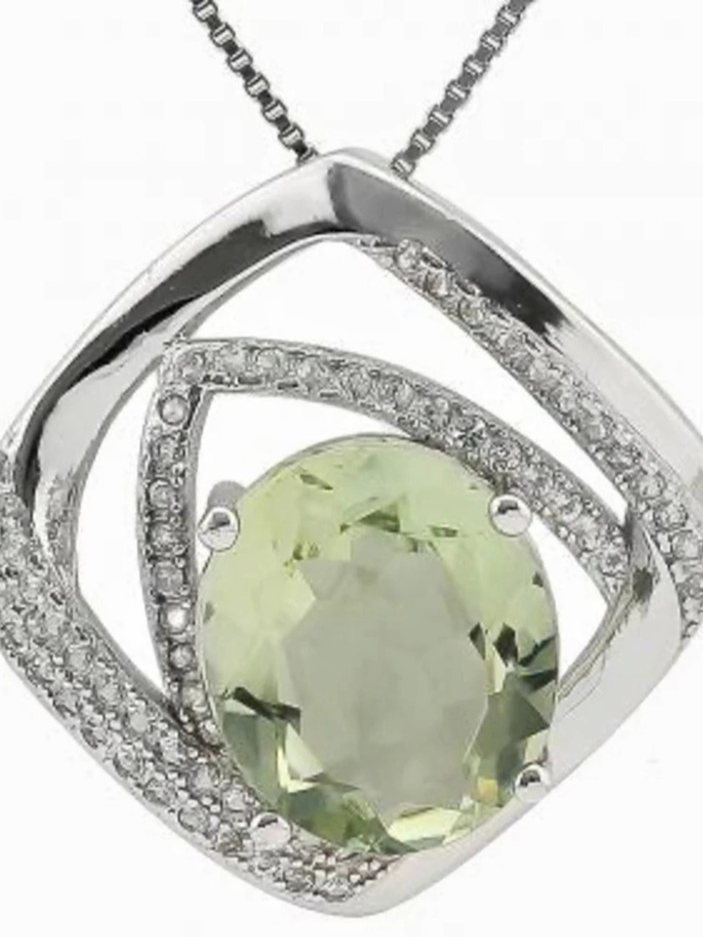 Green Amethyst Pendant Necklace. NWOT.